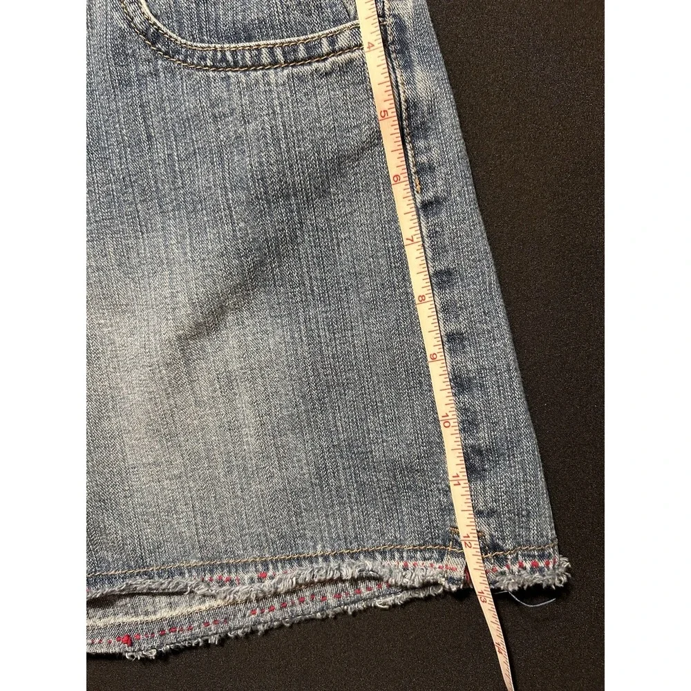 GAP Girls Size 14 Denim Shorts Floral Applique Embroidered Frayed Hem Y2K Boho